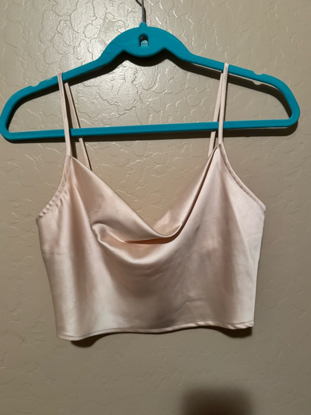 Forever 21 Blush Pink Satin Cowl Crop Top